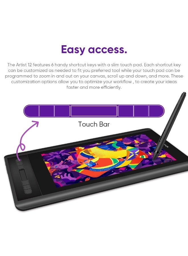 XP-PEN Artist12 11.6 Inch FHD Drawing Monitor Pen Display Graphic Monitor with PN06 Battery-Free Multi-Function Pen Holder and Glove 8192 Pressure Sensitivity - Image 3